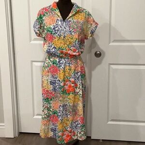 Handmade Vintage Floral Pink Yellow Multi-Color Women's Dress Size Large?